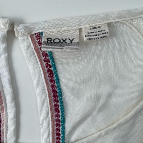 ROXY Women's Cream Embroidered Landslide Peasant Blouse Size Large - Picture 5 of 10